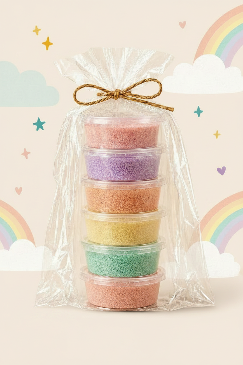 Little Wick Club Pastel Shade candle making kit with 5 pastel wax pots in a cellophane bag