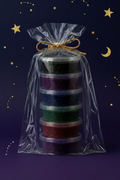 Dark Colour Kit with Glitter — dark glittery sand wax pots in clear gift bag